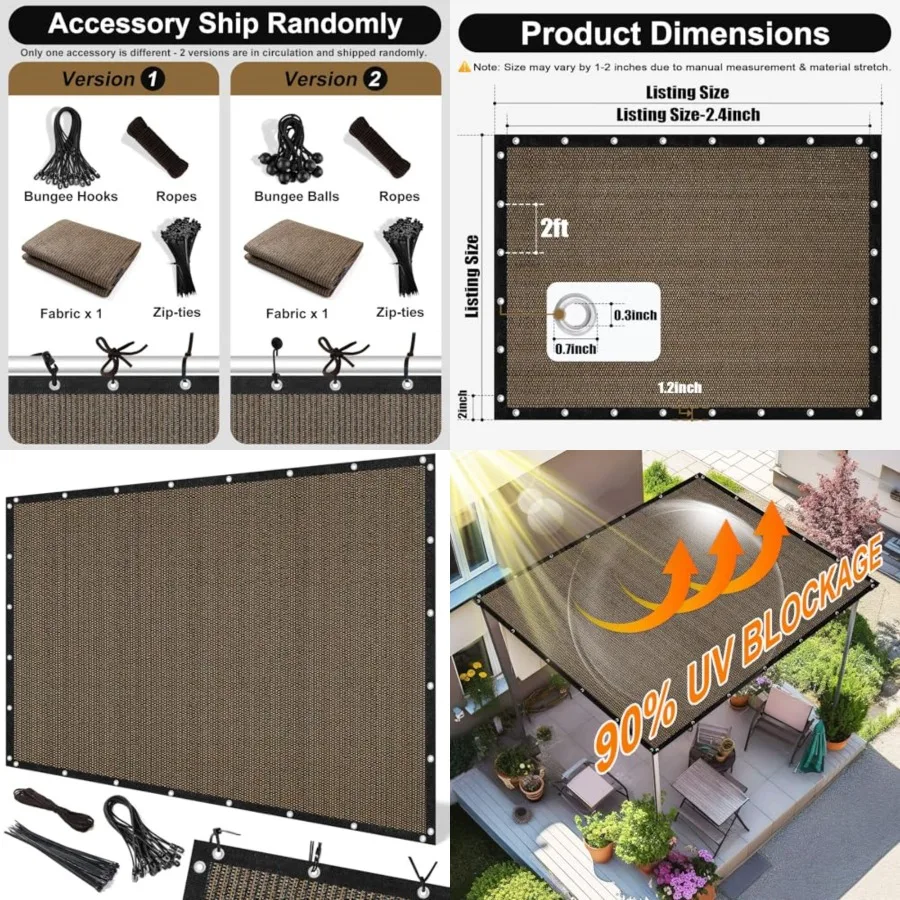 90 Sun Shade Cloth, 8 x 8 Feet Pergola Shade Cover Canopy with Grommets, Sun Screen Fabric Tarp for Patio, Outdoor, Garden, Bac
90 Sun Shade Cloth, 8 x 8 Feet Pergola Shade Cover Canopy with Grommets, Sun Screen Fabric Tarp for Patio, Outdoor, Garden, Bac