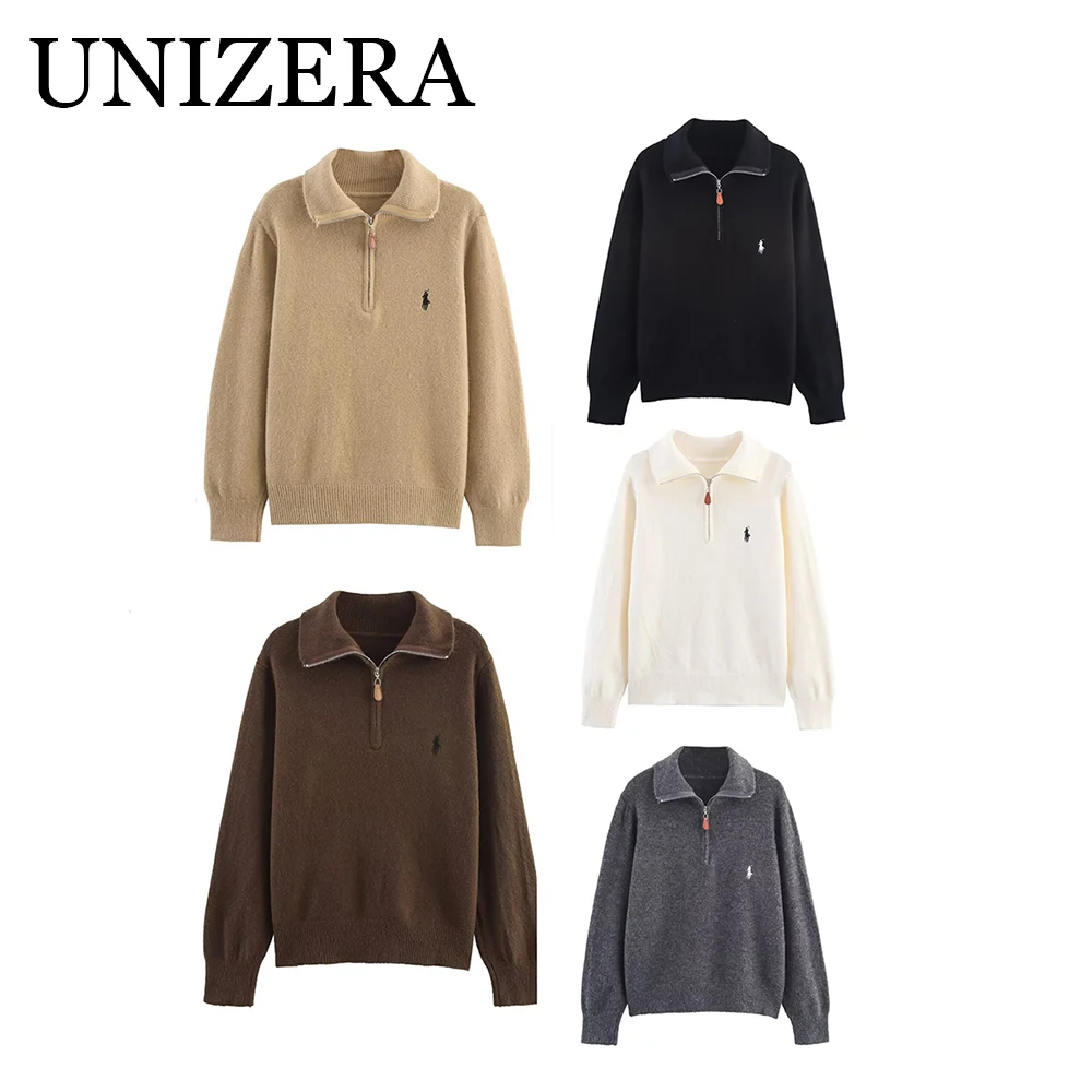 Half zipper high-end pullover sweater, spring new item, solid color lazy style top, women's clothing
Half zipper high-end pullover sweater, spring new item, solid color lazy style top, women's clothing
