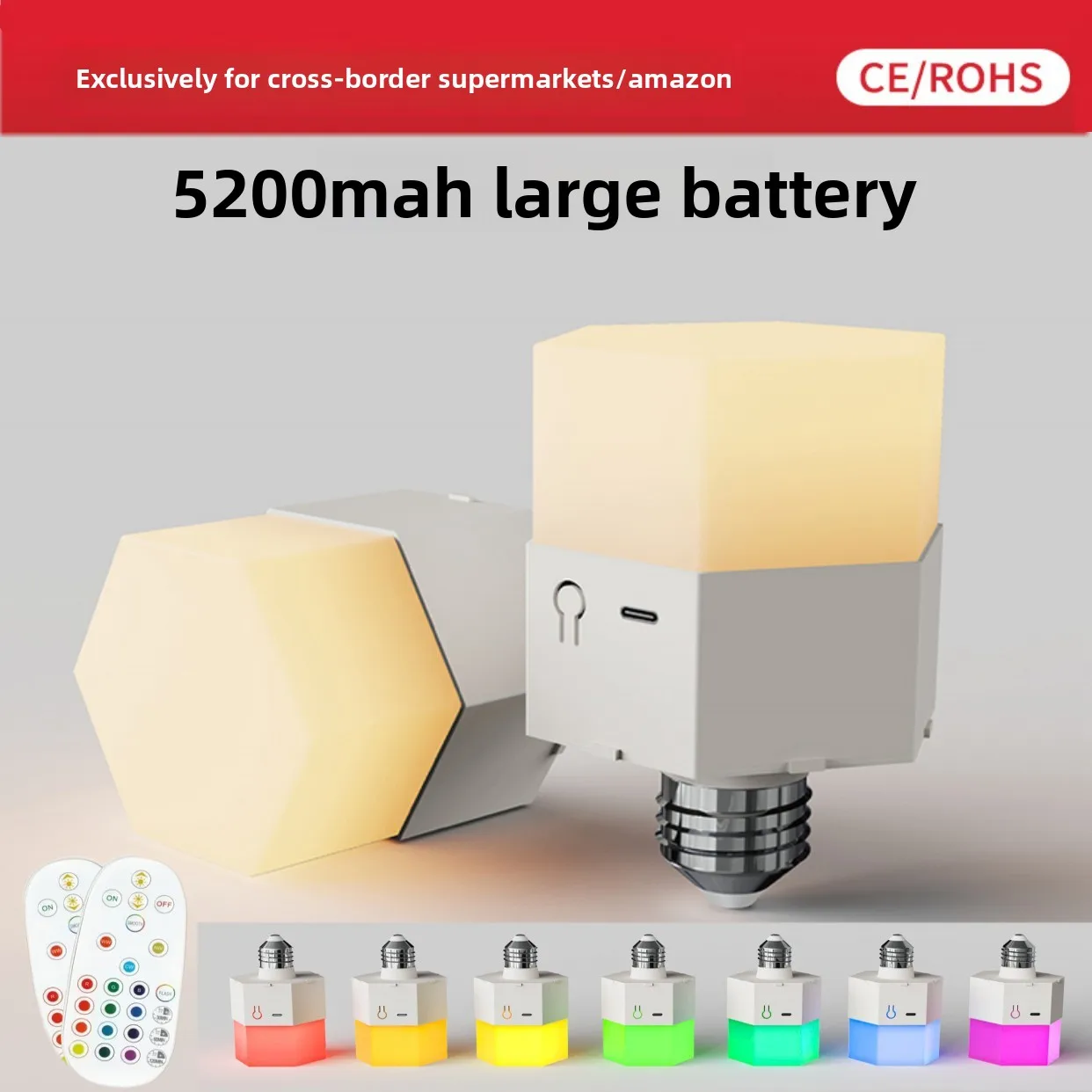 Cross-border wireless wall light source E2627e14 bulb remote control RGB ambient light kitchen cabinet rechargeable bulb
Cross-border wireless wall light source E2627e14 bulb remote control RGB ambient light kitchen cabinet rechargeable bulb