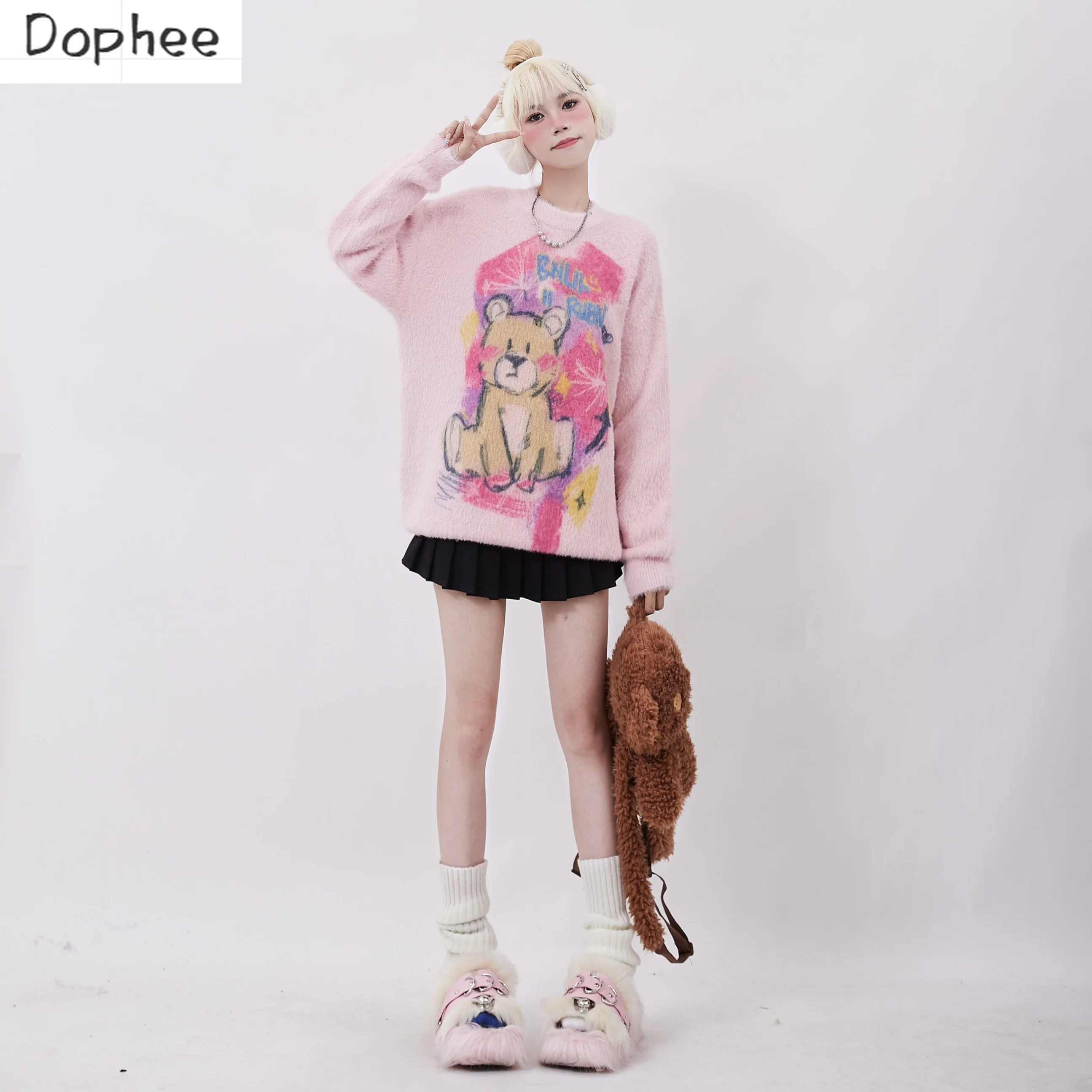 Dophee новый осенне-зимний женский розовый свитер в японском стиле милый мультяшный пуловер с круглым вырезом для девушек Топ с длинным рукавом Вязаные Рубашки
Dophee новый осенне-зимний женский розовый свитер в японском стиле милый мультяшный пуловер с круглым вырезом для девушек Топ с длинным рукавом Вязаные Рубашки