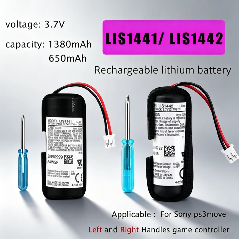 PS3 Move Controller Battery LIS1441 LIS1442 1380/650mAh Lithium Battery for Sony PS3 Move Motion Controller Left Right Handles
PS3 Move Controller Battery LIS1441 LIS1442 1380/650mAh Lithium Battery for Sony PS3 Move Motion Controller Left Right Handles