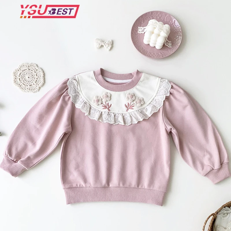 Cute Baby Girls Tops Sweatshirt Pink Pattern Embroidered Flowers O-Neck Pullover Kids Shirts Lace Casual Loose Children Clothes
Cute Baby Girls Tops Sweatshirt Pink Pattern Embroidered Flowers O-Neck Pullover Kids Shirts Lace Casual Loose Children Clothes