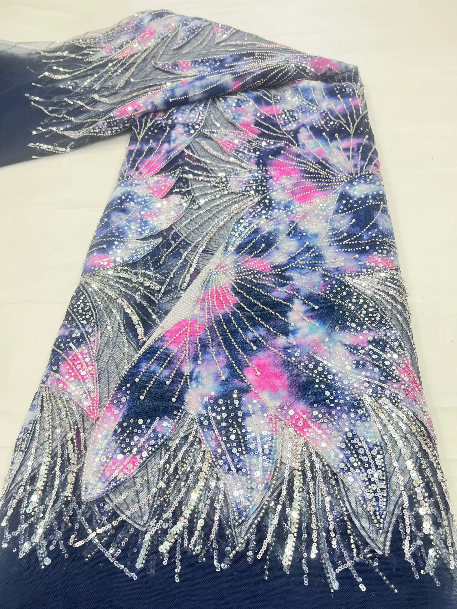 New Arrival Navy Blue Sequins Beaded African Lace Fabric 2026 High Quality Handmade Beads French Lace Fabric For Party KHD26144
New Arrival Navy Blue Sequins Beaded African Lace Fabric 2026 High Quality Handmade Beads French Lace Fabric For Party KHD26144