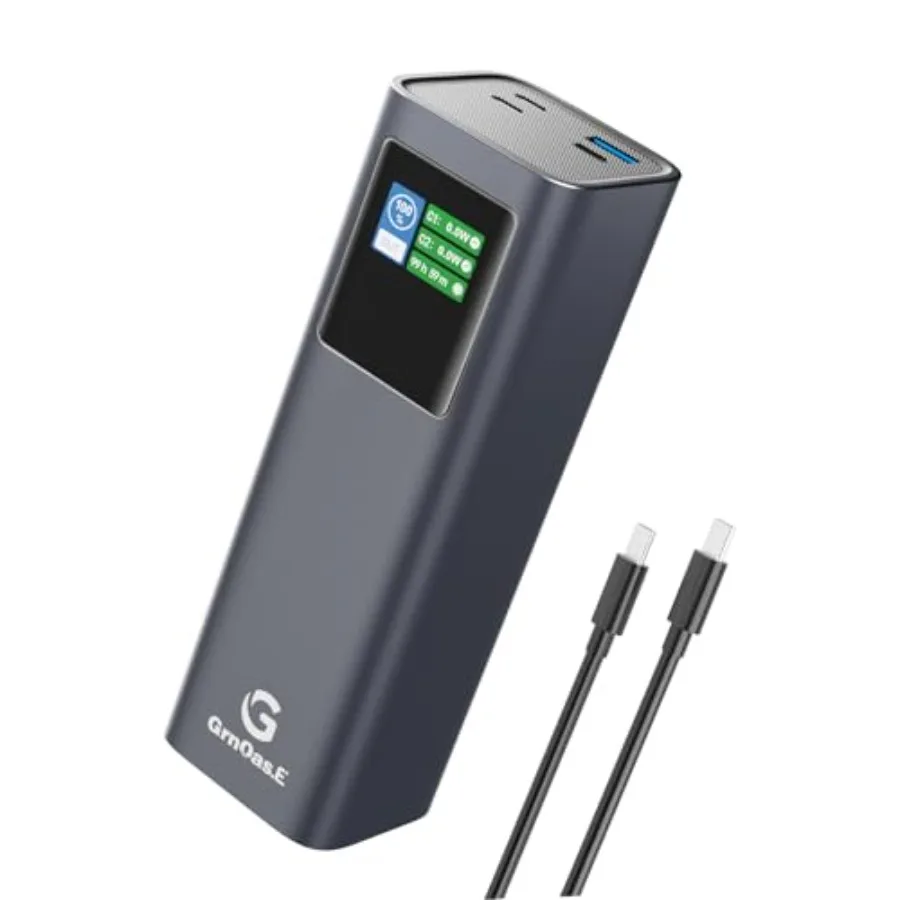 27000mAh Power Bank for Laptop Mobile Devices, Dark Gray Aluminum Alloy, PD 3.1 140W Fast Charging with Smart Display, 99Wh Cap
27000mAh Power Bank for Laptop Mobile Devices, Dark Gray Aluminum Alloy, PD 3.1 140W Fast Charging with Smart Display, 99Wh Cap