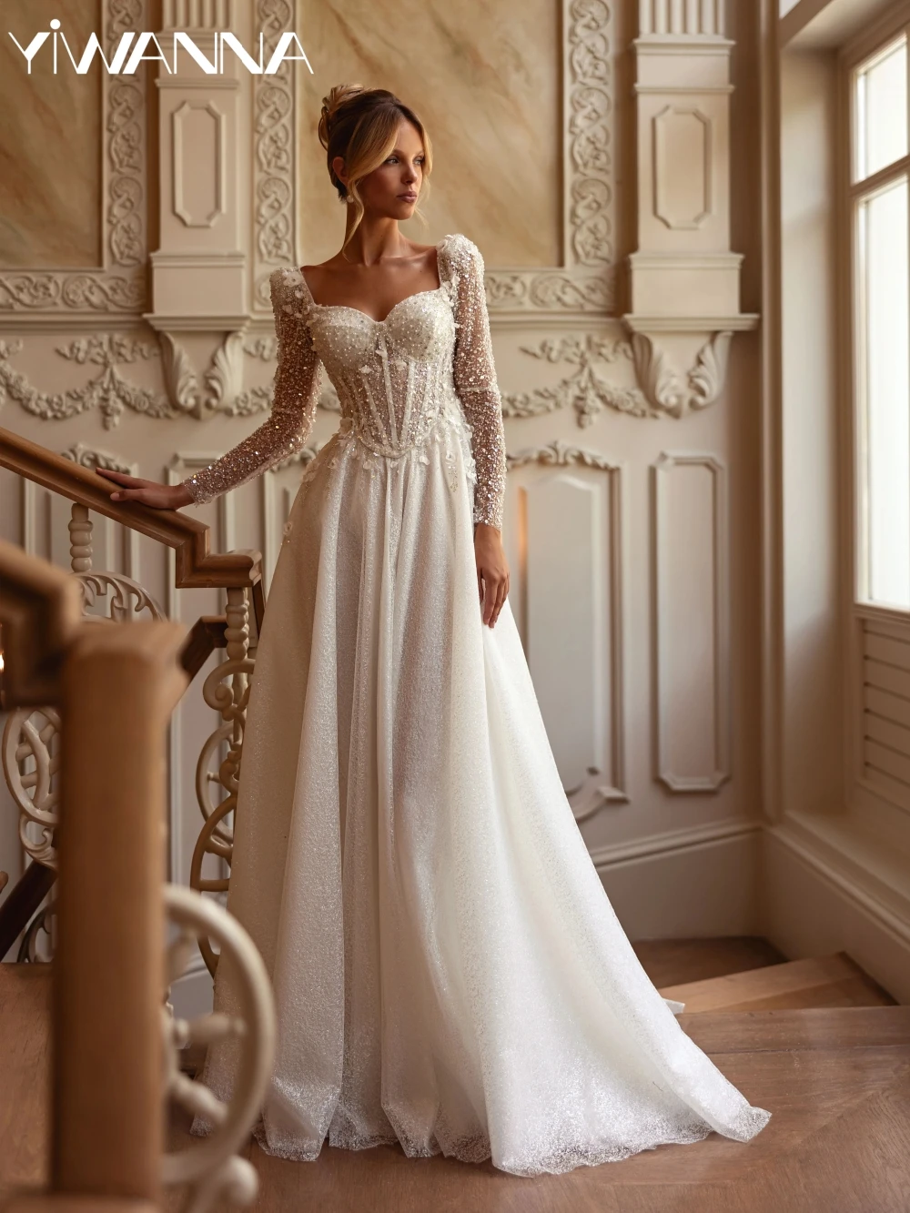 Sequined Beads A-line Lace Long Wedding Dress With Corest Romantic Sweetheart Neck Bridal Gown New Customized Dresses For Bride
Sequined Beads A-line Lace Long Wedding Dress With Corest Romantic Sweetheart Neck Bridal Gown New Customized Dresses For Bride