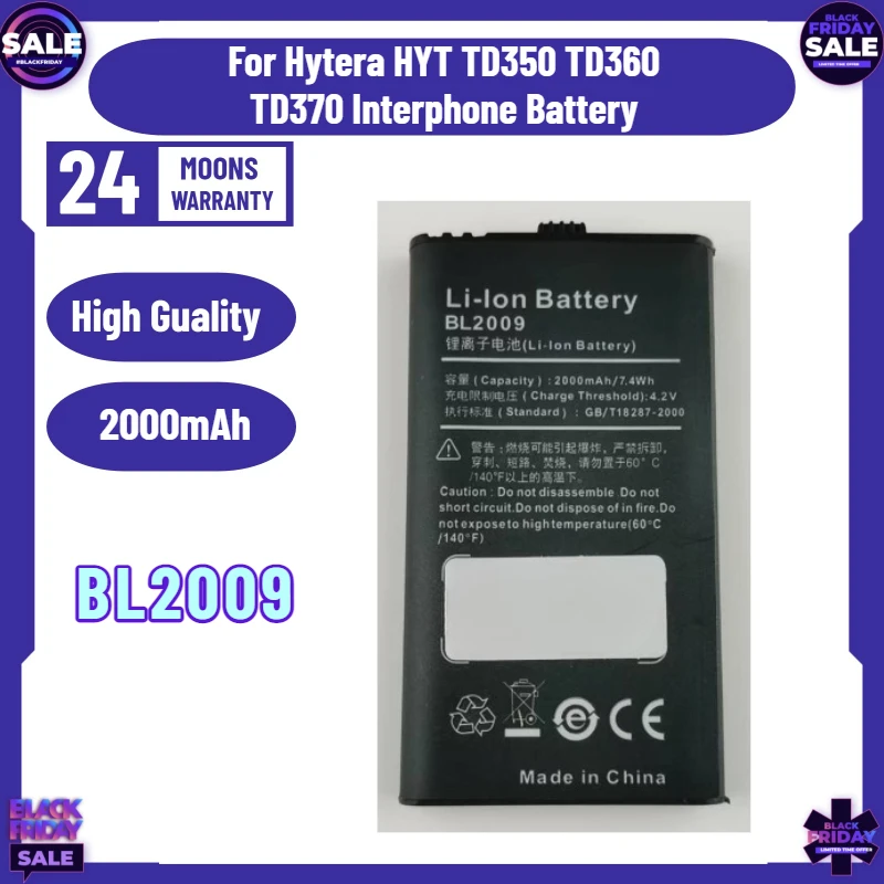 New BL2009 2000mAh Battery for Hytera HYT TD350 TD360 TD370 Interphone Battery
New BL2009 2000mAh Battery for Hytera HYT TD350 TD360 TD370 Interphone Battery