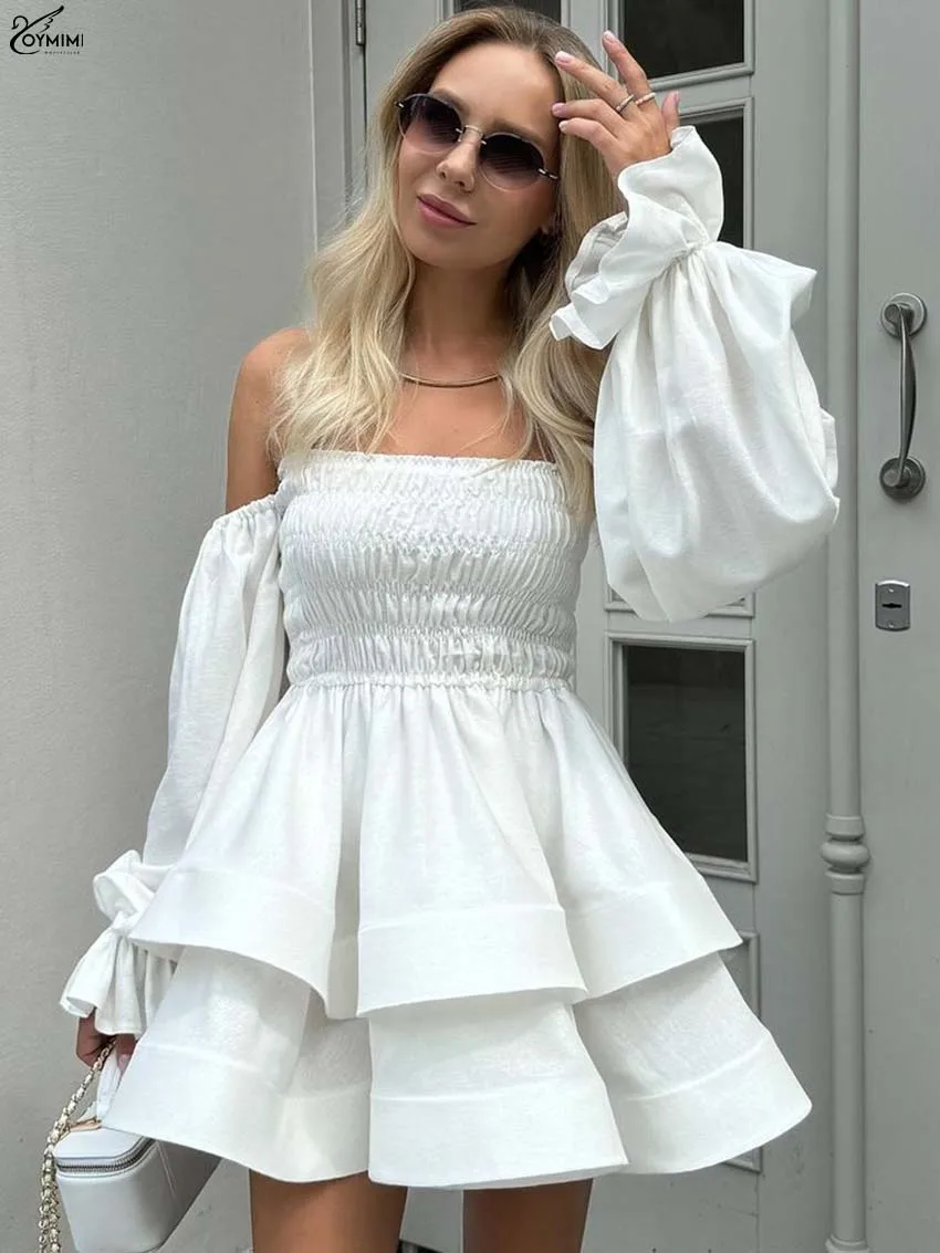 Oymimi Elegant White Cotton Dresses 2025 Woman Fashion Strapless Off The Shoulder Long Sleeve Dresses Autumn Pleated Mini Dress
Oymimi Elegant White Cotton Dresses 2025 Woman Fashion Strapless Off The Shoulder Long Sleeve Dresses Autumn Pleated Mini Dress