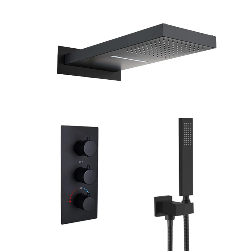 5 Way 2-mode Rainfall Shower Head Rainfall Thermostatic Bath Shower System Faucet Mixer Black Shower Set
5 Way 2-mode Rainfall Shower Head Rainfall Thermostatic Bath Shower System Faucet Mixer Black Shower Set