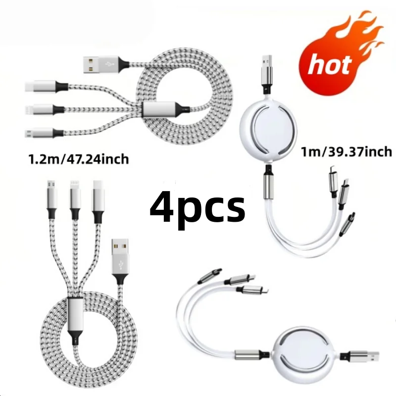 4 шт. 3 в 1 шнур быстрого зарядного устройства для iPhone, Samsung, Huawei, Xiaomi, многопортовый провод для зарядки
4 шт. 3 в 1 шнур быстрого зарядного устройства для iPhone, Samsung, Huawei, Xiaomi, многопортовый провод для зарядки