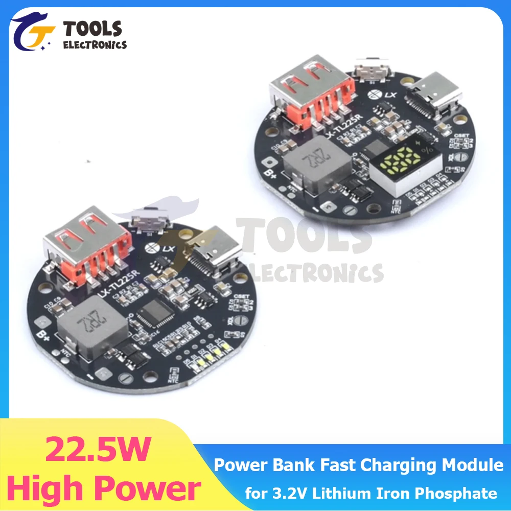 22.5W Power Bank Two-way Fast Charging Mobile Power Module for 3.2V Lithium Iron Phosphate PD/QC Super Fast Charging
22.5W Power Bank Two-way Fast Charging Mobile Power Module for 3.2V Lithium Iron Phosphate PD/QC Super Fast Charging