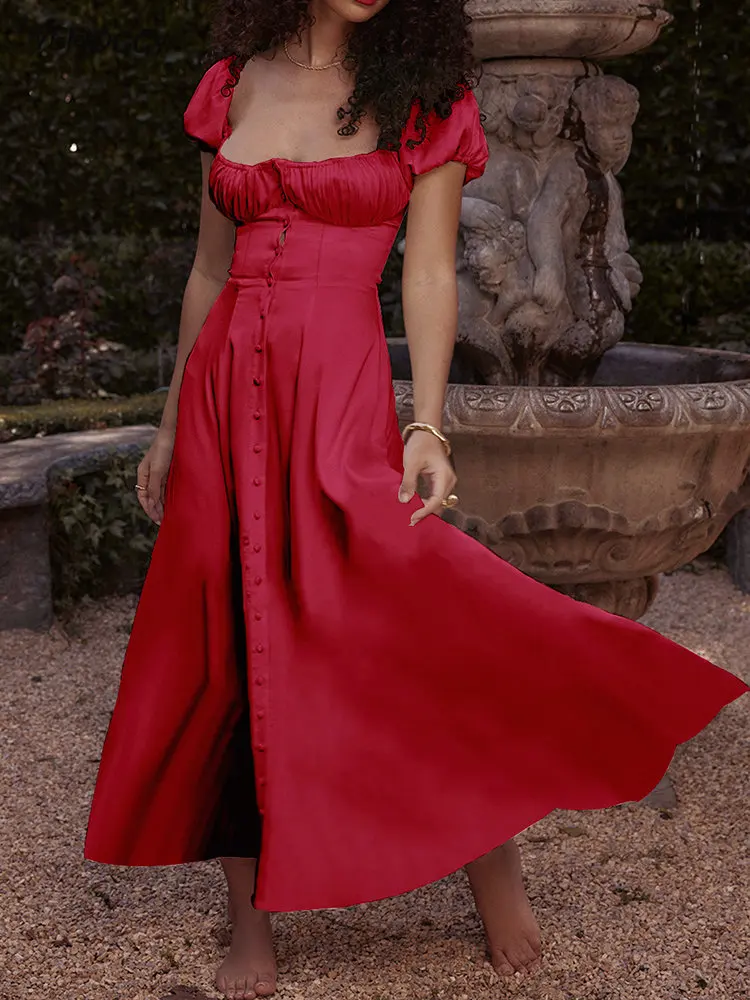 Летнее винтажное однотонное платье на пуговицах, корейские сексуальные платья с пышными рукавами, женское ТРАПЕЦИЕВИДНОЕ облегающее длинное платье с разрезом, элегантные платья
Летнее винтажное однотонное платье на пуговицах, корейские сексуальные платья с пышными рукавами, женское ТРАПЕЦИЕВИДНОЕ облегающее длинное платье с разрезом, элегантные платья