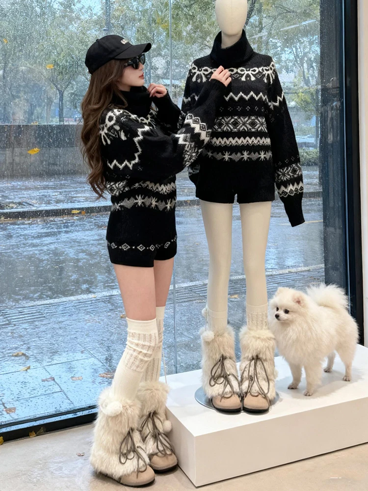 Chic plus Size Korean Style High Collar Knitted Sweater And Short Pants Set Beautiful Autumn Winter Fashion for Young Women
Chic plus Size Korean Style High Collar Knitted Sweater And Short Pants Set Beautiful Autumn Winter Fashion for Young Women