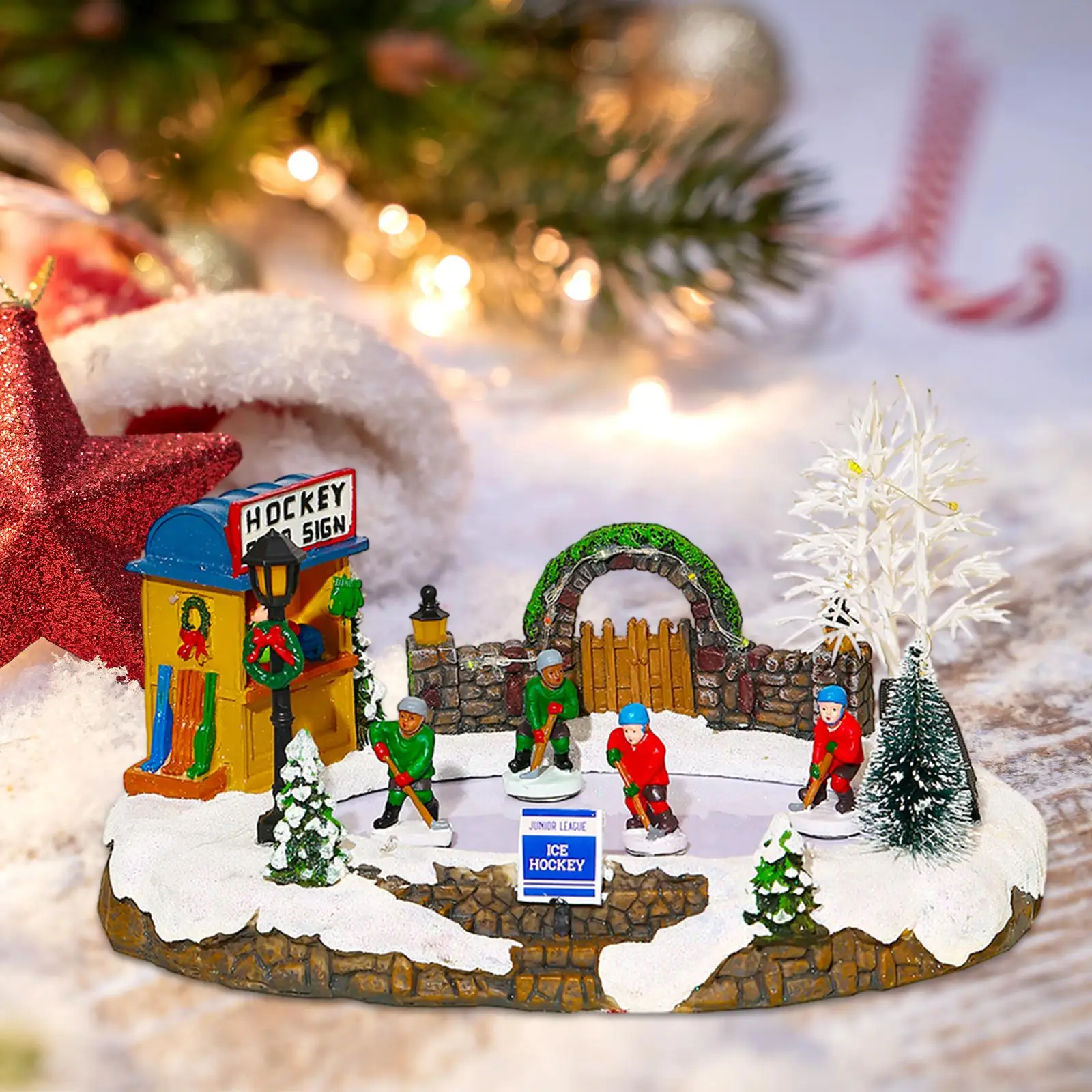 Xmas Village Tabletop Hockey Building Figurine Christmas LED Lighted Table Hockey for Festivals Bedroom Holiday Home Desk
Xmas Village Tabletop Hockey Building Figurine Christmas LED Lighted Table Hockey for Festivals Bedroom Holiday Home Desk