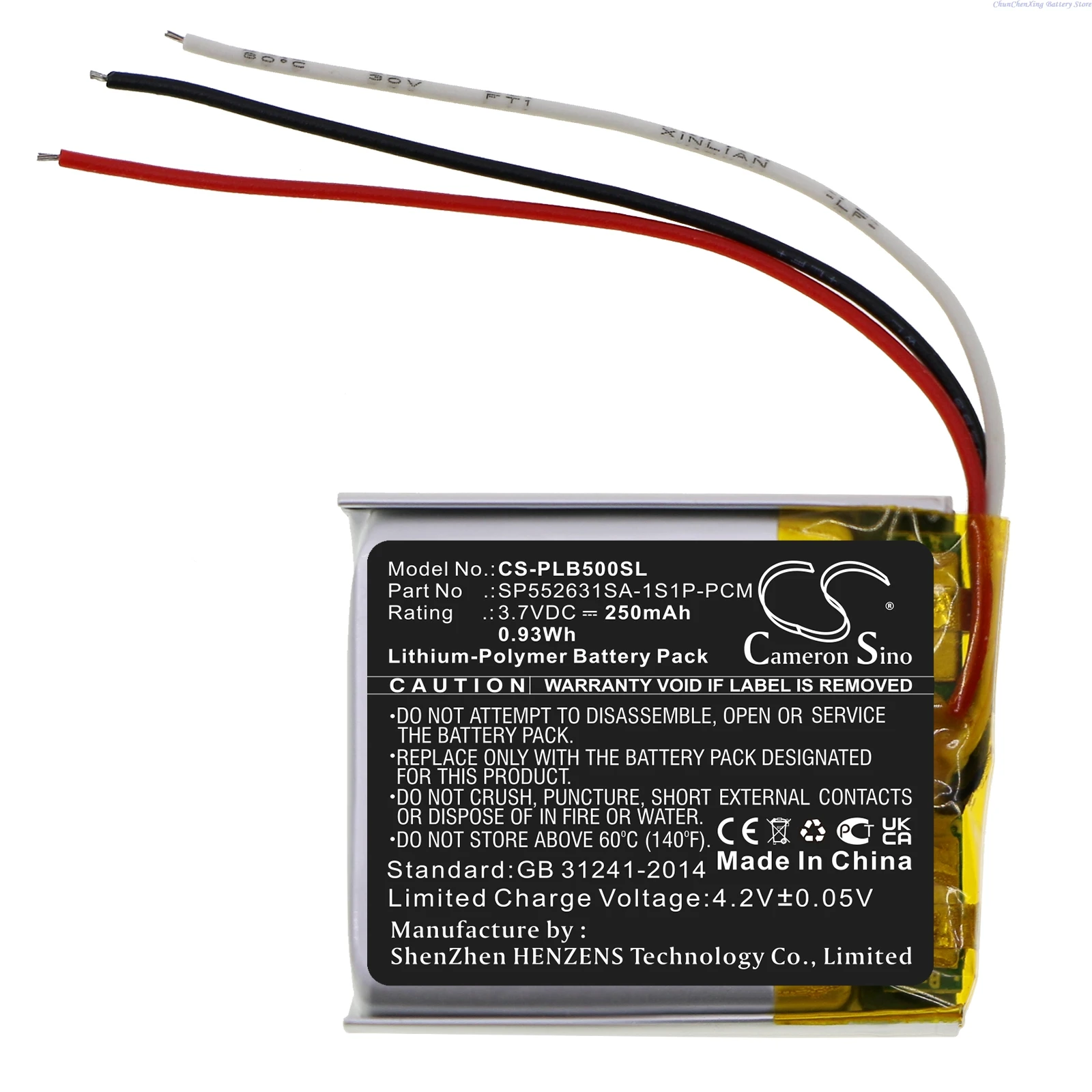 Cameron Sino 3.7V 250mAh Wireless Headset battery SP552631SA-1S1P-PCM for Plantronics BackBeat 500, 505, FIT 505, 9313SW +TOOL
Cameron Sino 3.7V 250mAh Wireless Headset battery SP552631SA-1S1P-PCM for Plantronics BackBeat 500, 505, FIT 505, 9313SW +TOOL