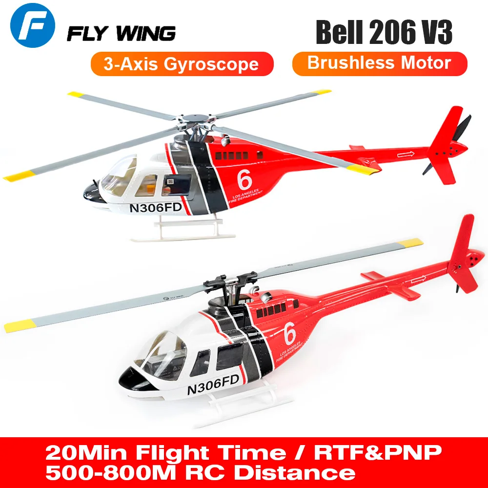 FLY WING Bell 206 V3 RC Helicopter RTF PNP 6 Channel 1/16 Brushless Motor GPS Remote Control Aircraft with H1 Flight Controller
FLY WING Bell 206 V3 RC Helicopter RTF PNP 6 Channel 1/16 Brushless Motor GPS Remote Control Aircraft with H1 Flight Controller