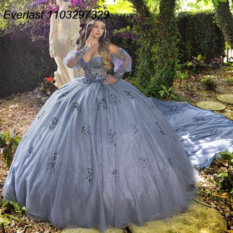 EVLAST 2024 Grey Quinceanera Dress Ball Gown Detachable Sleeve Lace Applique Beading Corset Sweet 16 Vestido De 15 Anos TQD536
EVLAST 2024 Grey Quinceanera Dress Ball Gown Detachable Sleeve Lace Applique Beading Corset Sweet 16 Vestido De 15 Anos TQD536