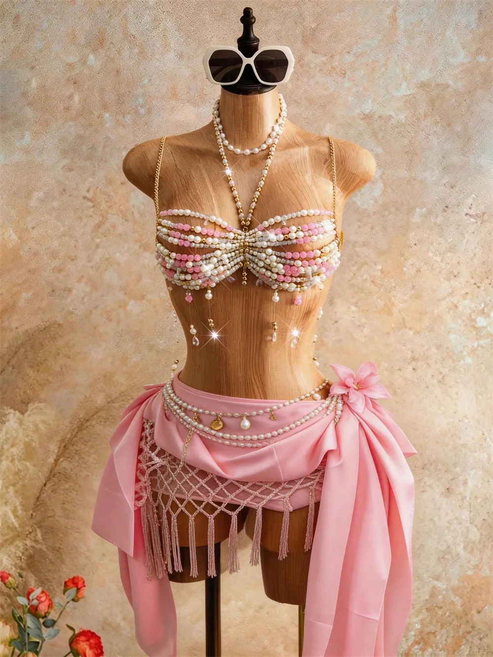 European And American Women's Pink Beaded Vest, Heavily Embellished With Pearl Tassels, Halter Neck, Sexy Hollow-Out Top
European And American Women's Pink Beaded Vest, Heavily Embellished With Pearl Tassels, Halter Neck, Sexy Hollow-Out Top