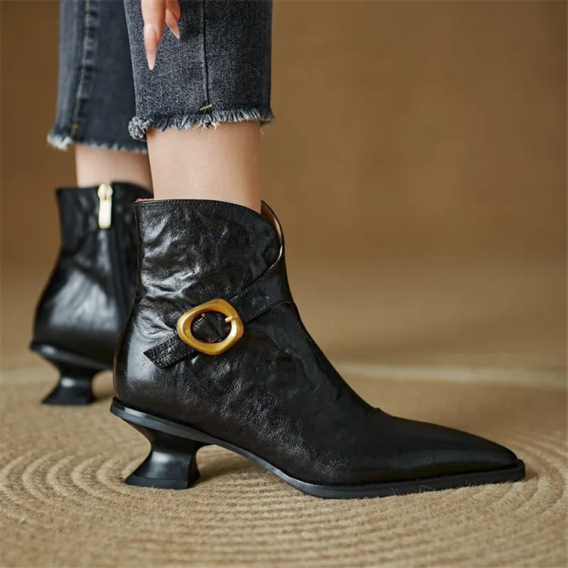 New Autumn Winter Women Boot Shoes for Women Pointed Toe Short Boots Fashion Boots Genuine Leather Boots Handmade High Heels
New Autumn Winter Women Boot Shoes for Women Pointed Toe Short Boots Fashion Boots Genuine Leather Boots Handmade High Heels