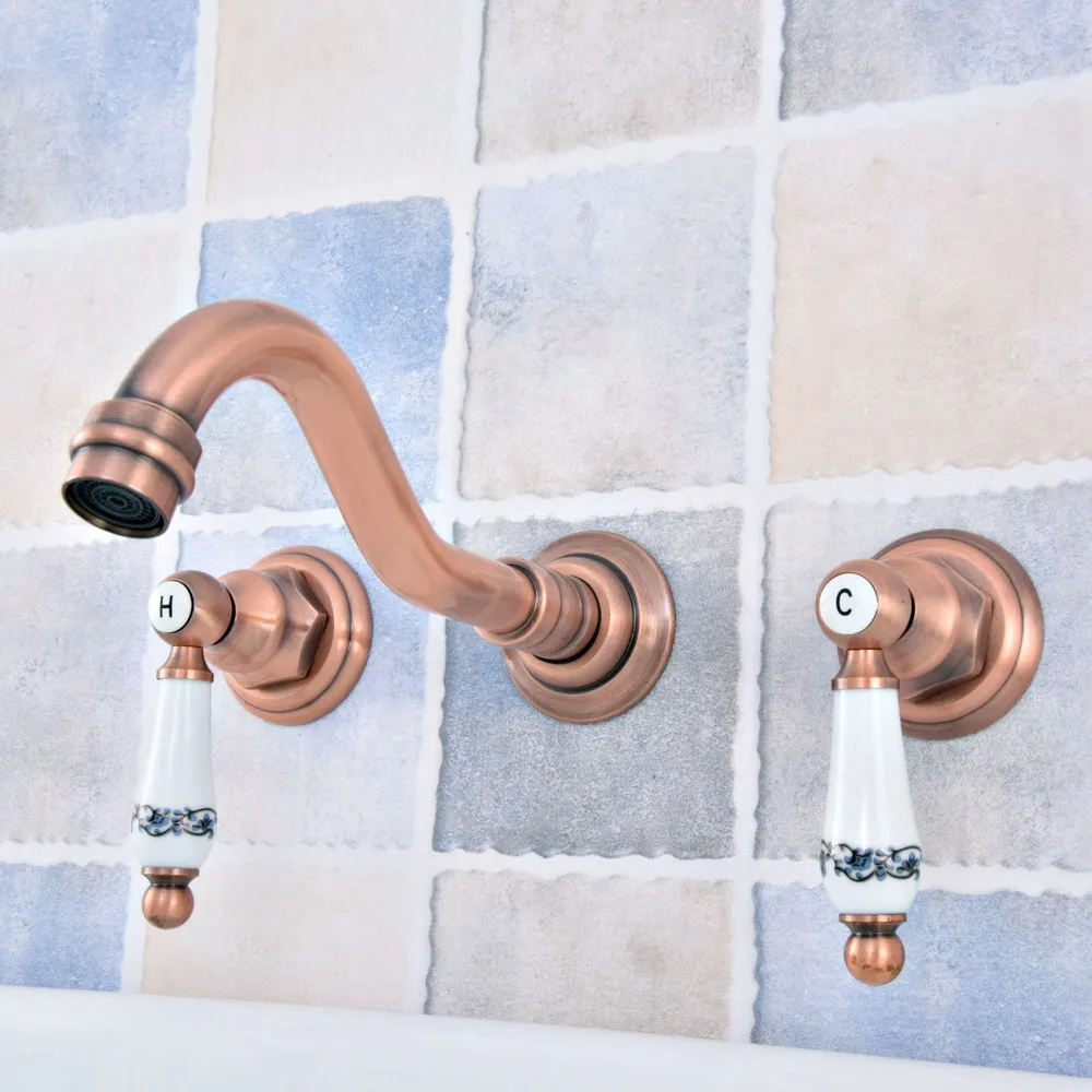 Antique Red Copper Two Ceramic Handle Wall Mount 3 Hole Widespread Bathroom Lavatory Vessel Basin Faucet Sink Mixer Tap dsf523
Antique Red Copper Two Ceramic Handle Wall Mount 3 Hole Widespread Bathroom Lavatory Vessel Basin Faucet Sink Mixer Tap dsf523