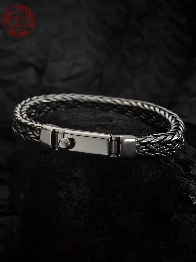 High-grade hand-woven sterling silver bracelet men and women overbearing fashion retro creative punk personality bracelet
High-grade hand-woven sterling silver bracelet men and women overbearing fashion retro creative punk personality bracelet