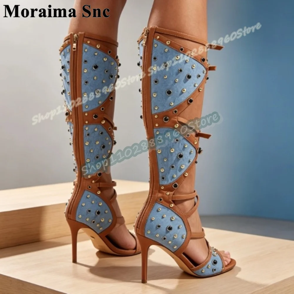 Trending Knee High Mixed Buckle Strappy Sandals Thin High Heel Shoes For Women Back Zipper Open Toe Fashion Zapatos Para Mujer
Trending Knee High Mixed Buckle Strappy Sandals Thin High Heel Shoes For Women Back Zipper Open Toe Fashion Zapatos Para Mujer