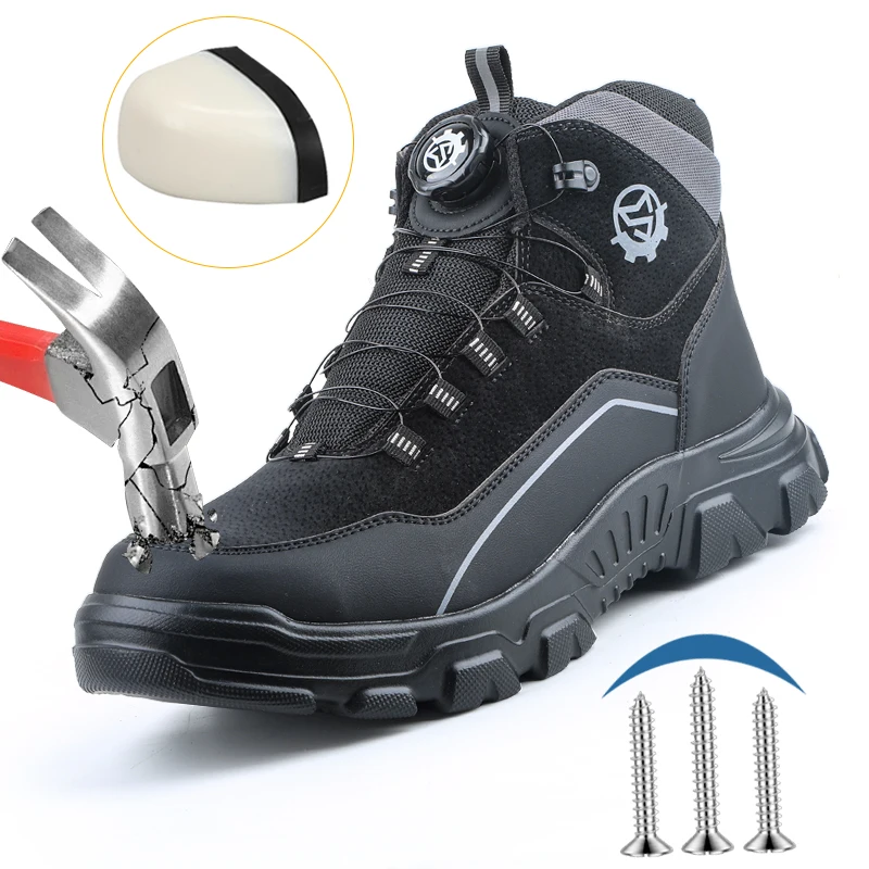High top knob buckle safety shoes, mining boots, safety shoes, work shoes, anti smashing, anti piercing, lightweight
High top knob buckle safety shoes, mining boots, safety shoes, work shoes, anti smashing, anti piercing, lightweight