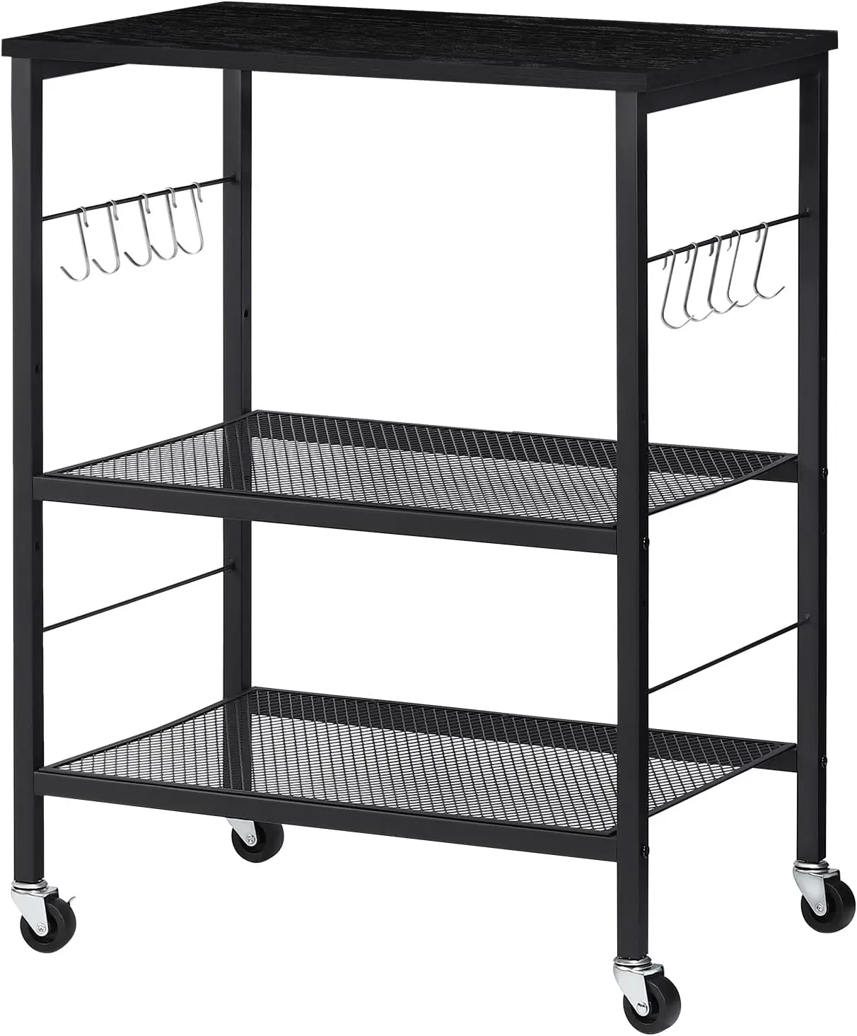 3-Tier Rolling Kitchen Cart with Wheels, Microwave Rack and Storage Shelf, Black Large Side Table for Home Office
3-Tier Rolling Kitchen Cart with Wheels, Microwave Rack and Storage Shelf, Black Large Side Table for Home Office