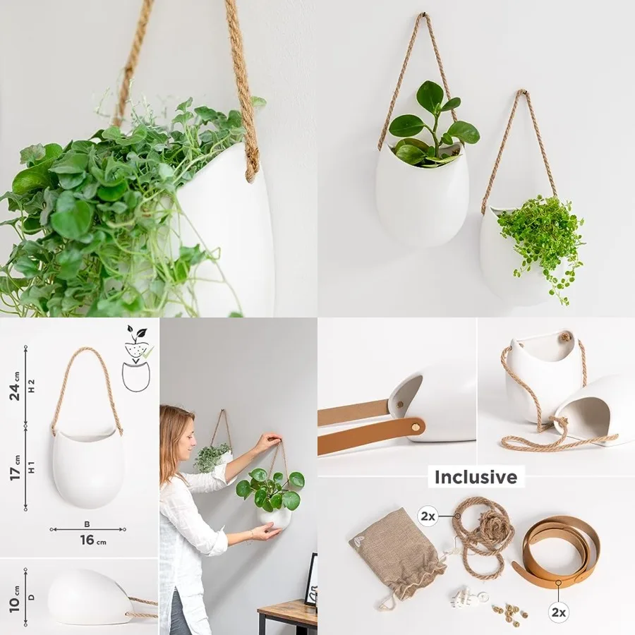 Wall Planters -Ellie- Hanging Ceramic Plant Pots 2 Pieces Wall Decoration for Indoors, Balcony and Garden
Wall Planters -Ellie- Hanging Ceramic Plant Pots 2 Pieces Wall Decoration for Indoors, Balcony and Garden