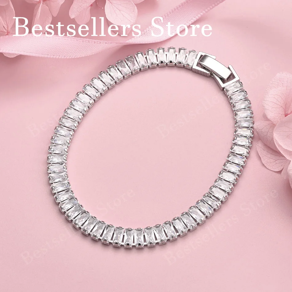 Charm 925 sterling silver 8-inch exquisite square diamond bracelet, women's fashion party accessories, wedding gifts
Charm 925 sterling silver 8-inch exquisite square diamond bracelet, women's fashion party accessories, wedding gifts