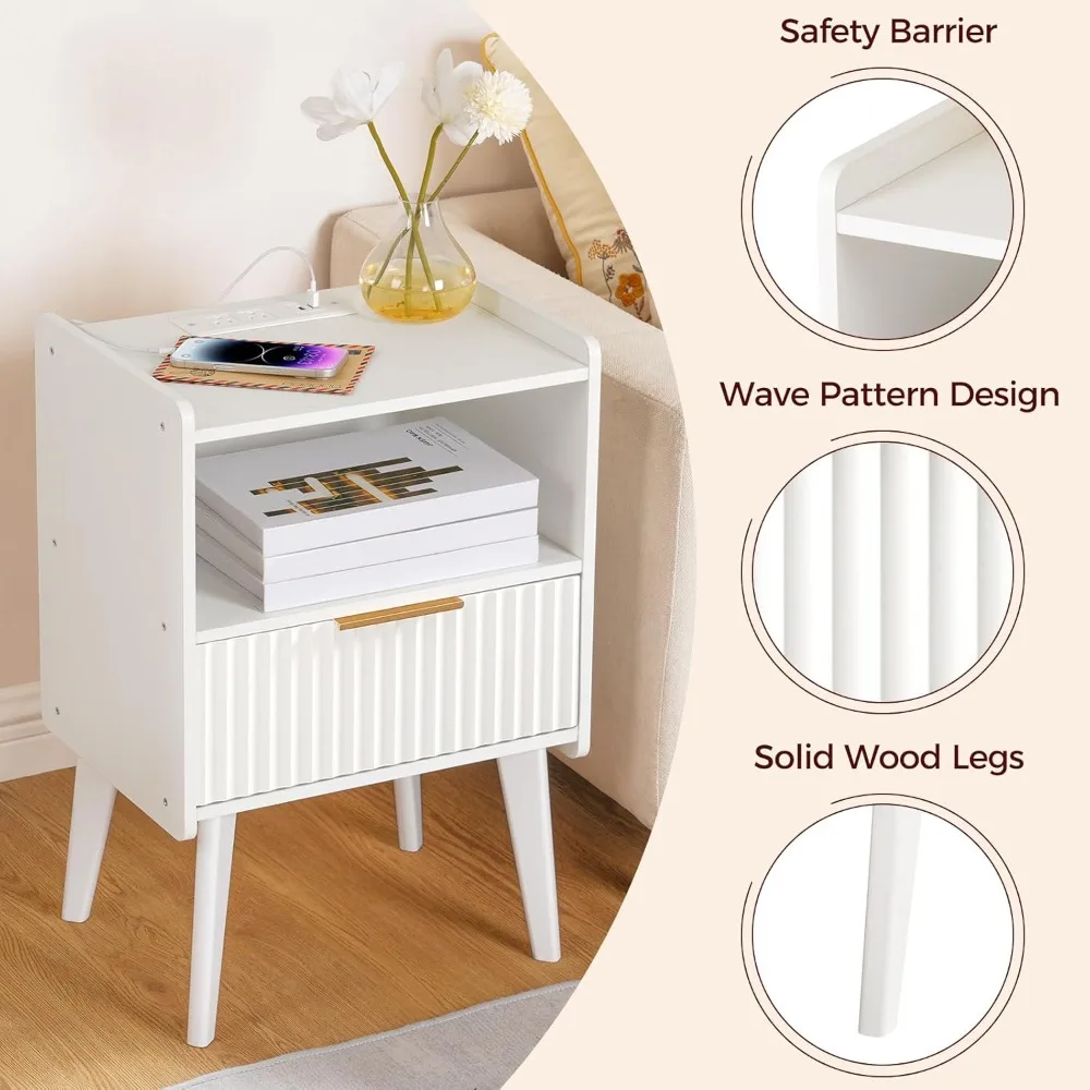 Living Room Fluted Night Stand, 15.9" Modern Side Table with Charging Station,Bedside Table with Drawer for Small Spaces
Living Room Fluted Night Stand, 15.9" Modern Side Table with Charging Station,Bedside Table with Drawer for Small Spaces