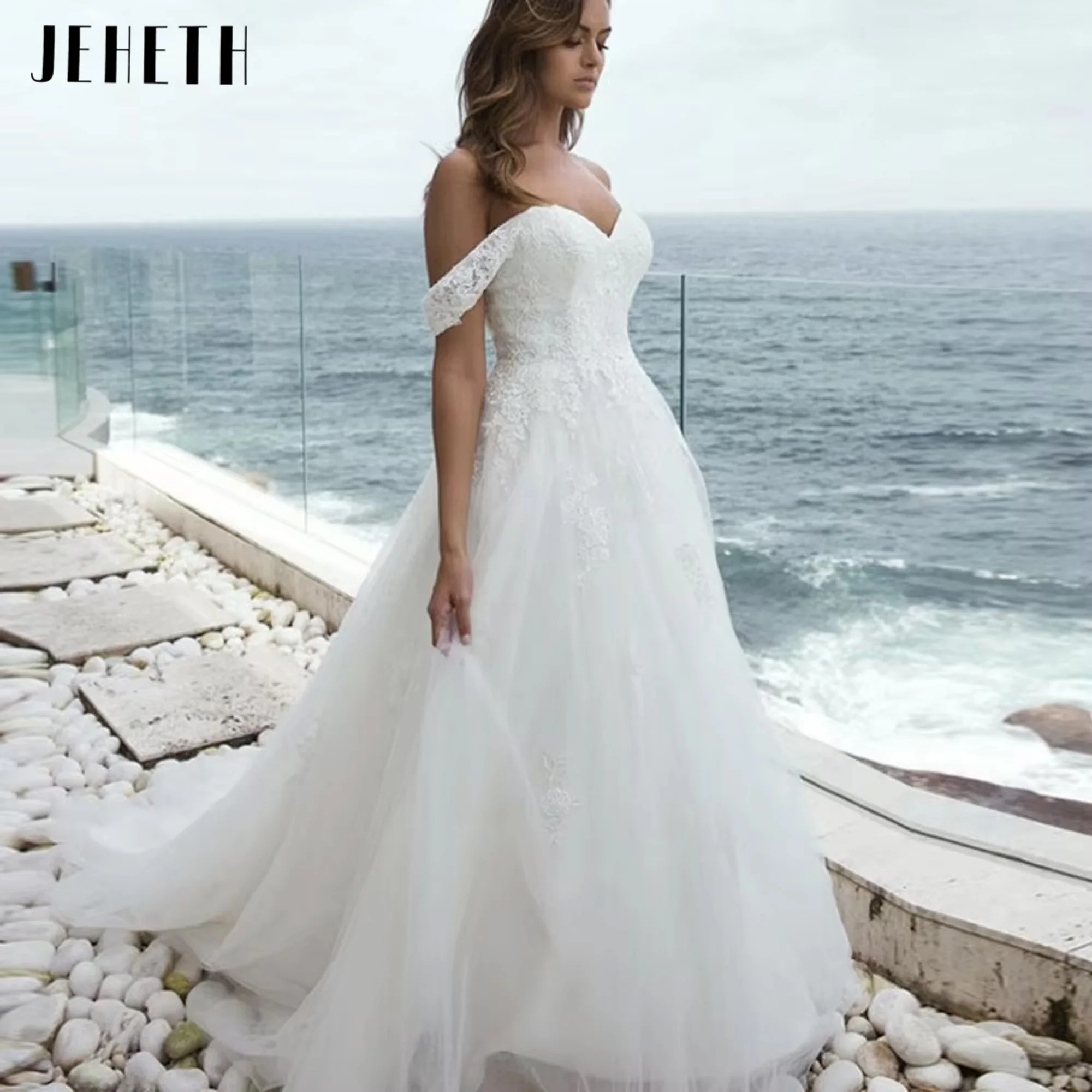 JEHETH Elegant A-Line Wedding Dresses Off The Shoulder Appliques Lace Sweetheart Lace Up Bride Robes Robe De Mariée Customized
JEHETH Elegant A-Line Wedding Dresses Off The Shoulder Appliques Lace Sweetheart Lace Up Bride Robes Robe De Mariée Customized