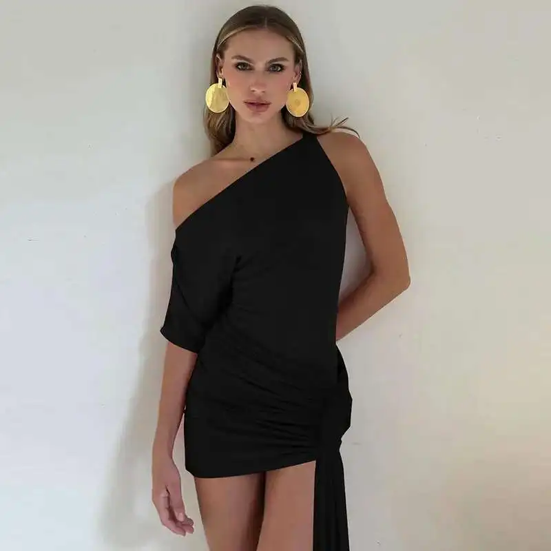 Women's 2025 Wind Spring New Style Solid Color Sexy Slanted Shoulder Single Sleeve Asymmetric Ribbon Tight Bag Hip Skirt Party
Women's 2025 Wind Spring New Style Solid Color Sexy Slanted Shoulder Single Sleeve Asymmetric Ribbon Tight Bag Hip Skirt Party