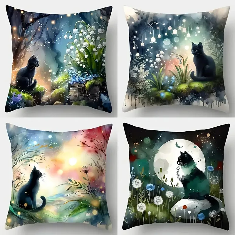 Watercolor Phlox Black Cat, Moon single-sided digital printing Short plush Suitable living rooms bedrooms sofas zippered closure
Watercolor Phlox Black Cat, Moon single-sided digital printing Short plush Suitable living rooms bedrooms sofas zippered closure