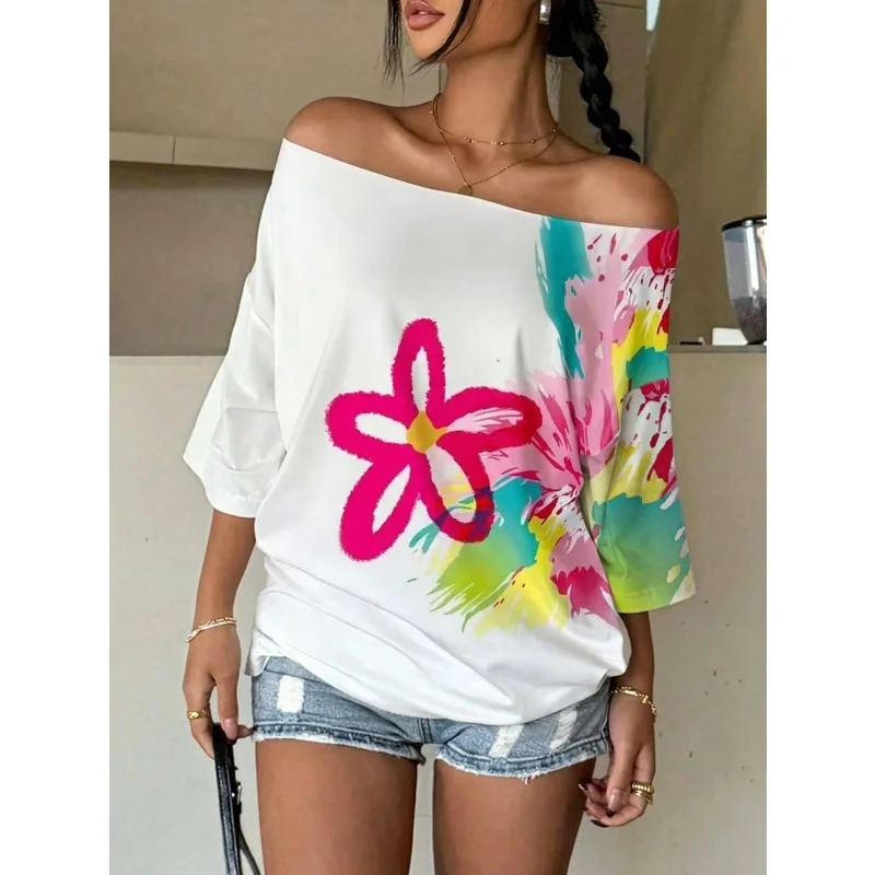 2026 Women's Floral Print Off-Shoulder 3/4 Sleeve Loose T-Shirt
2026 Women's Floral Print Off-Shoulder 3/4 Sleeve Loose T-Shirt