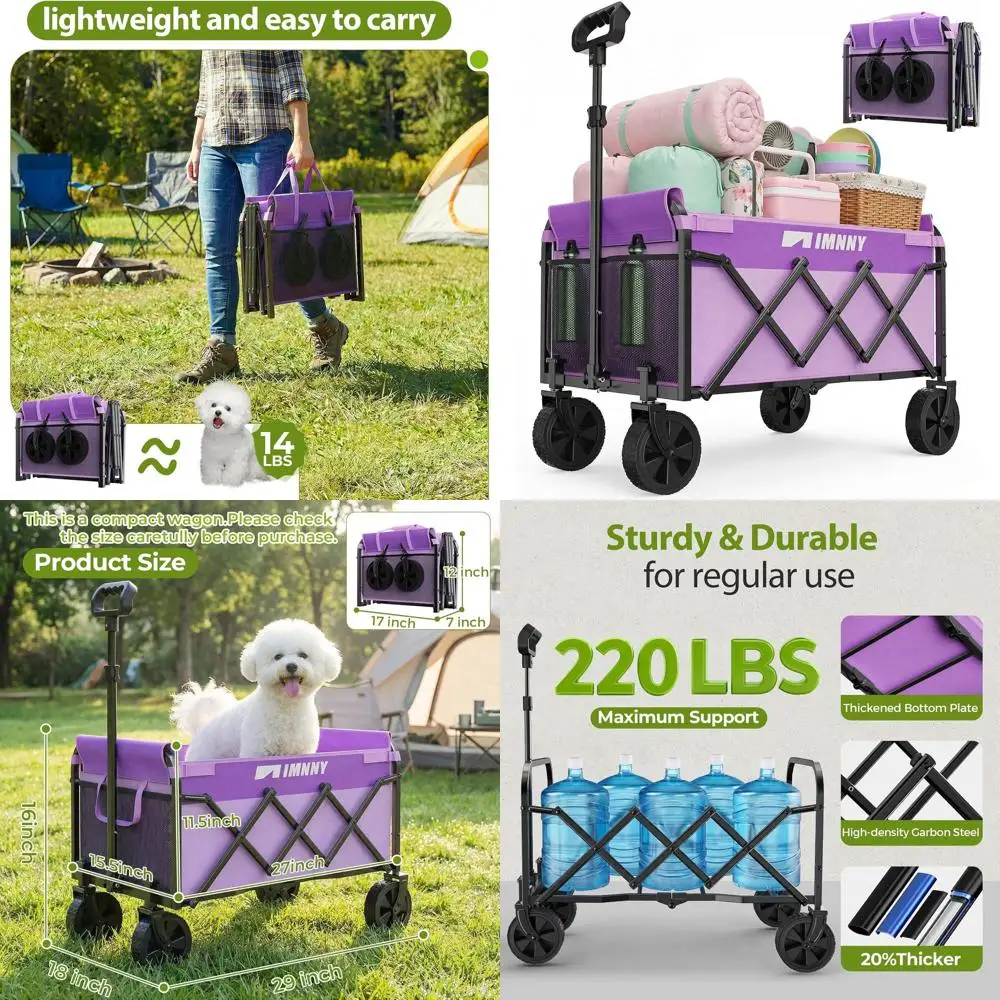 Collapsible Utility Cart with Wheels, Lightweight Folding Grocery Cart for Outdoor Activities and Shopping, Holds 220lbs
Collapsible Utility Cart with Wheels, Lightweight Folding Grocery Cart for Outdoor Activities and Shopping, Holds 220lbs