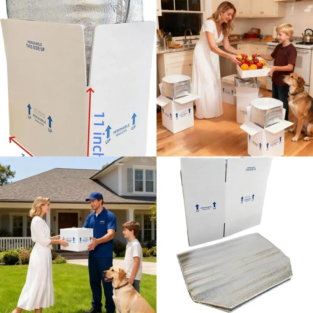 Foil-Lined Insulated Mailers, 4-Pack, Small, White, 15x10x11 for Perishable Food
Foil-Lined Insulated Mailers, 4-Pack, Small, White, 15x10x11 for Perishable Food