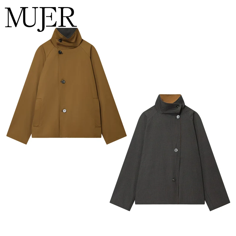 MUJER Double Faced Trench Coat Women Cropped Demi-season Jackets for Women High Collar Short Trench Coat Women's Windbreaker
MUJER Double Faced Trench Coat Women Cropped Demi-season Jackets for Women High Collar Short Trench Coat Women's Windbreaker