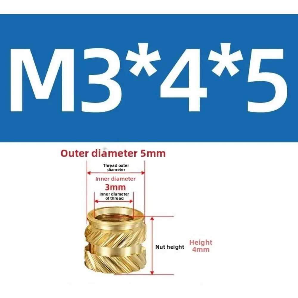 Heat Embedment Inserting Nuts 3*4*5MM Threaded Knurled Brass Hot Melt Screw Nut for M3 Printer and Others New
Heat Embedment Inserting Nuts 3*4*5MM Threaded Knurled Brass Hot Melt Screw Nut for M3 Printer and Others New