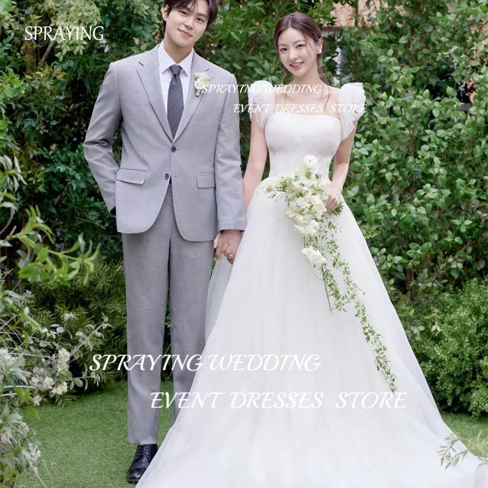 SPRAYING Korean Wedding Photography Simple Tulle White Strapless Strapless Bridal Gown Corset Back Floor-Length Long Prom Dress
SPRAYING Korean Wedding Photography Simple Tulle White Strapless Strapless Bridal Gown Corset Back Floor-Length Long Prom Dress