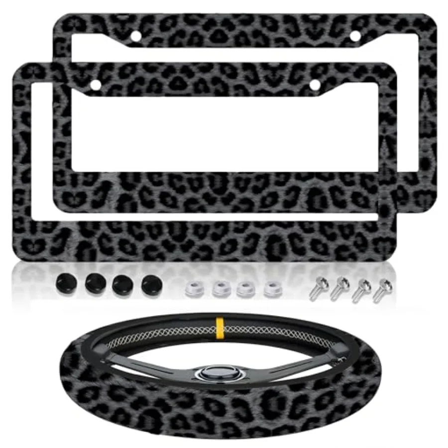 Black Leopard Print License Plate Frame 2pc + Cheetah Steering Wheel Cover Car Accessories Decoration for Women Aluminum with F
Black Leopard Print License Plate Frame 2pc + Cheetah Steering Wheel Cover Car Accessories Decoration for Women Aluminum with F