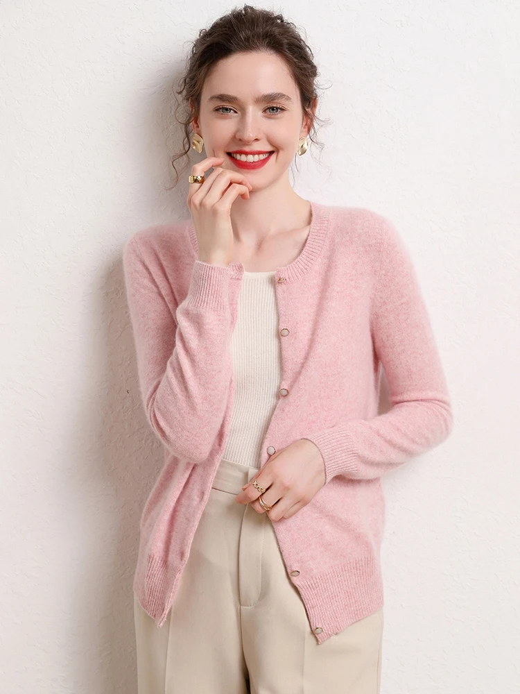 Spring Autumn New Style Women O-neck Cardigan 100% Cashmere Sweater Long Sleeve Slim Soft Cashmere Knitwear Korean Clothing Tops
Spring Autumn New Style Women O-neck Cardigan 100% Cashmere Sweater Long Sleeve Slim Soft Cashmere Knitwear Korean Clothing Tops