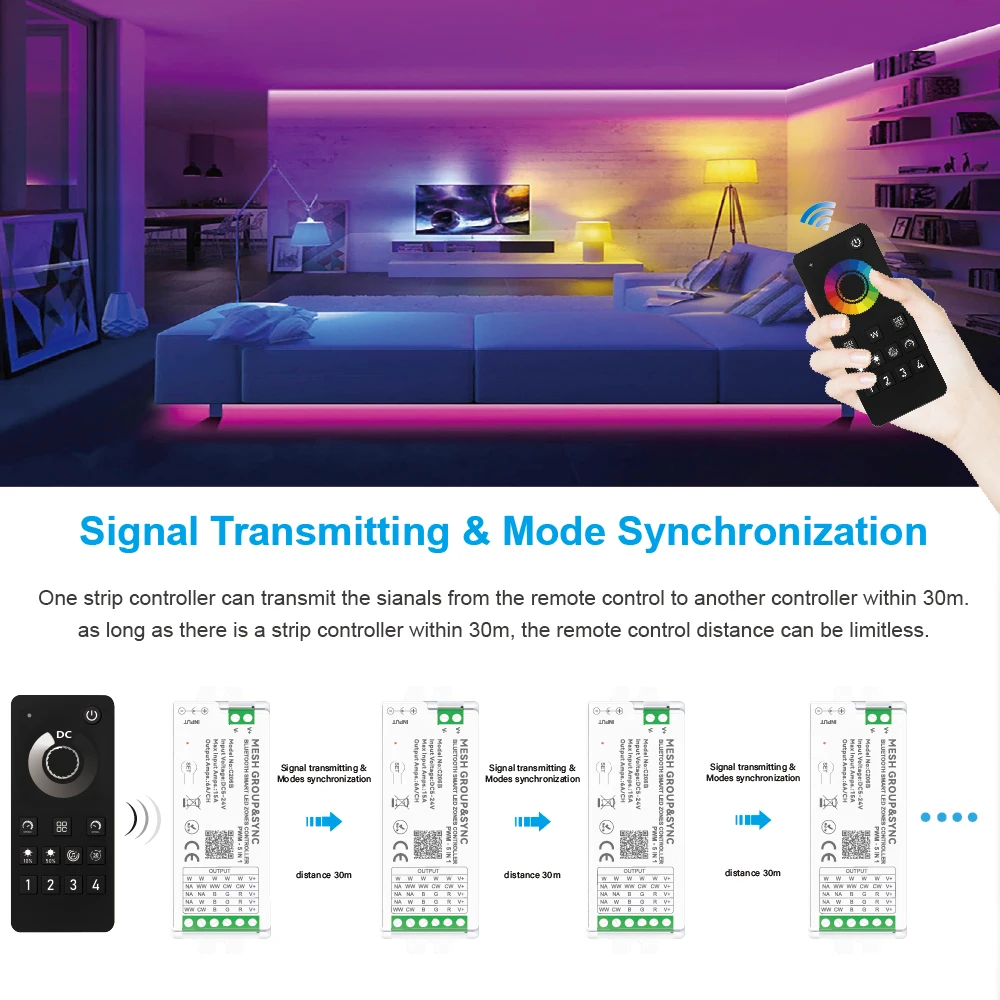 4 Zone MESH Remote Group&Sync 5 in 1 Smart Bluetooth Controller App Voice DC12/24V Wireless/Wired Color Change LED Light Strip
4 Zone MESH Remote Group&Sync 5 in 1 Smart Bluetooth Controller App Voice DC12/24V Wireless/Wired Color Change LED Light Strip