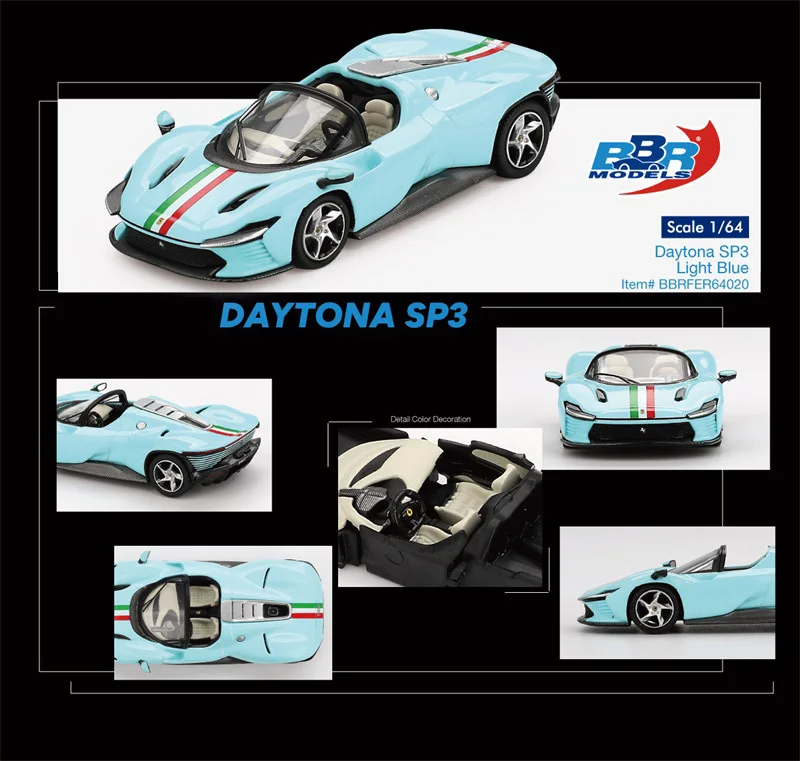 Предпродажа BBR 1:64 Daytona SP3 Голубая коллекция миниатюрных литых моделей автомобиля
Предпродажа BBR 1:64 Daytona SP3 Голубая коллекция миниатюрных литых моделей автомобиля
