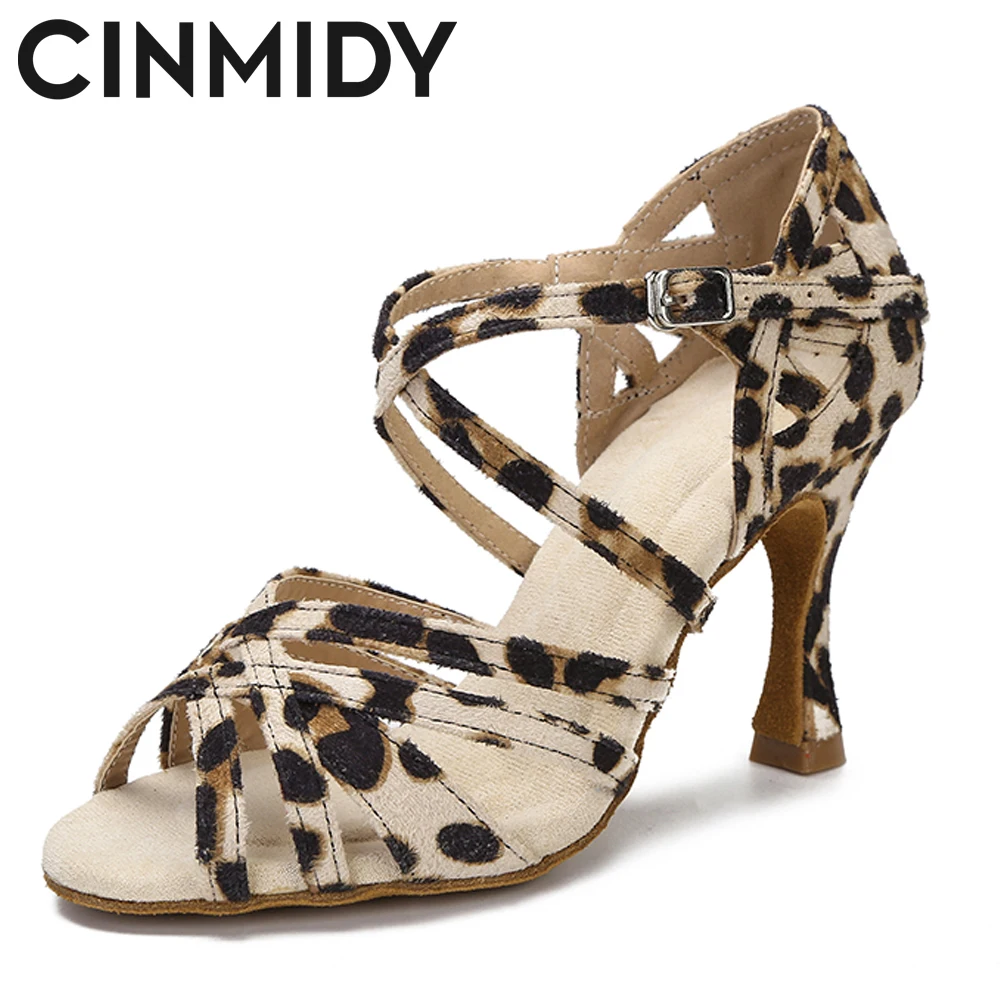 CINMIDY Leopard Print Dance Shoes Women Soft Sole Silk Satin Latin Dance Shoes For Girls Fashion Women's Sandals 7.5 CM Heels
CINMIDY Leopard Print Dance Shoes Women Soft Sole Silk Satin Latin Dance Shoes For Girls Fashion Women's Sandals 7.5 CM Heels