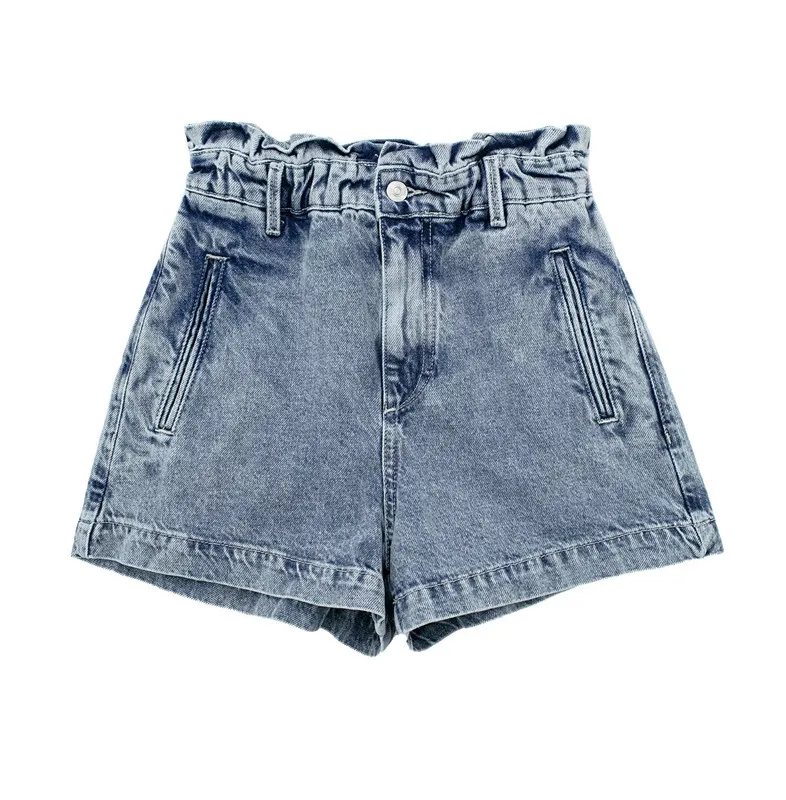 Faionable Waed Effect Paper Bag Waist Jeans orts for Women High Waist Wide Leg Light Blue Color Summer 2023 Sle
Faionable Waed Effect Paper Bag Waist Jeans orts for Women High Waist Wide Leg Light Blue Color Summer 2023 Sle