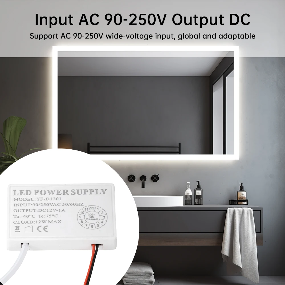 AC 90-250V to DC 12V 1A 12W Infinite Dimming Touch Sensor Switch For Bathroom Mirror Light Backlight Decoration Induction On Off
AC 90-250V to DC 12V 1A 12W Infinite Dimming Touch Sensor Switch For Bathroom Mirror Light Backlight Decoration Induction On Off