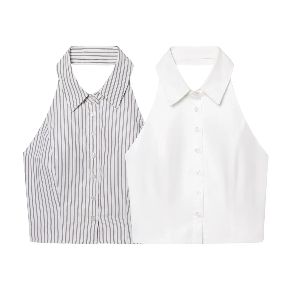 Женская новая повседневная универсальная повседневная рубашка с открытой спиной и воротником с висячим воротником, удобный короткий топ без рукавов
Женская новая повседневная универсальная повседневная рубашка с открытой спиной и воротником с висячим воротником, удобный короткий топ без рукавов