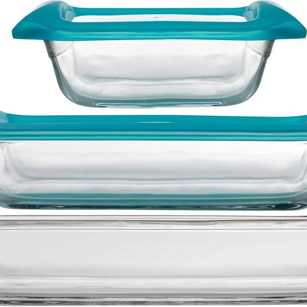 Glass Bakeware Set: 3-Piece with Stackable Lids and GreatGrip™ Handles
Glass Bakeware Set: 3-Piece with Stackable Lids and GreatGrip™ Handles