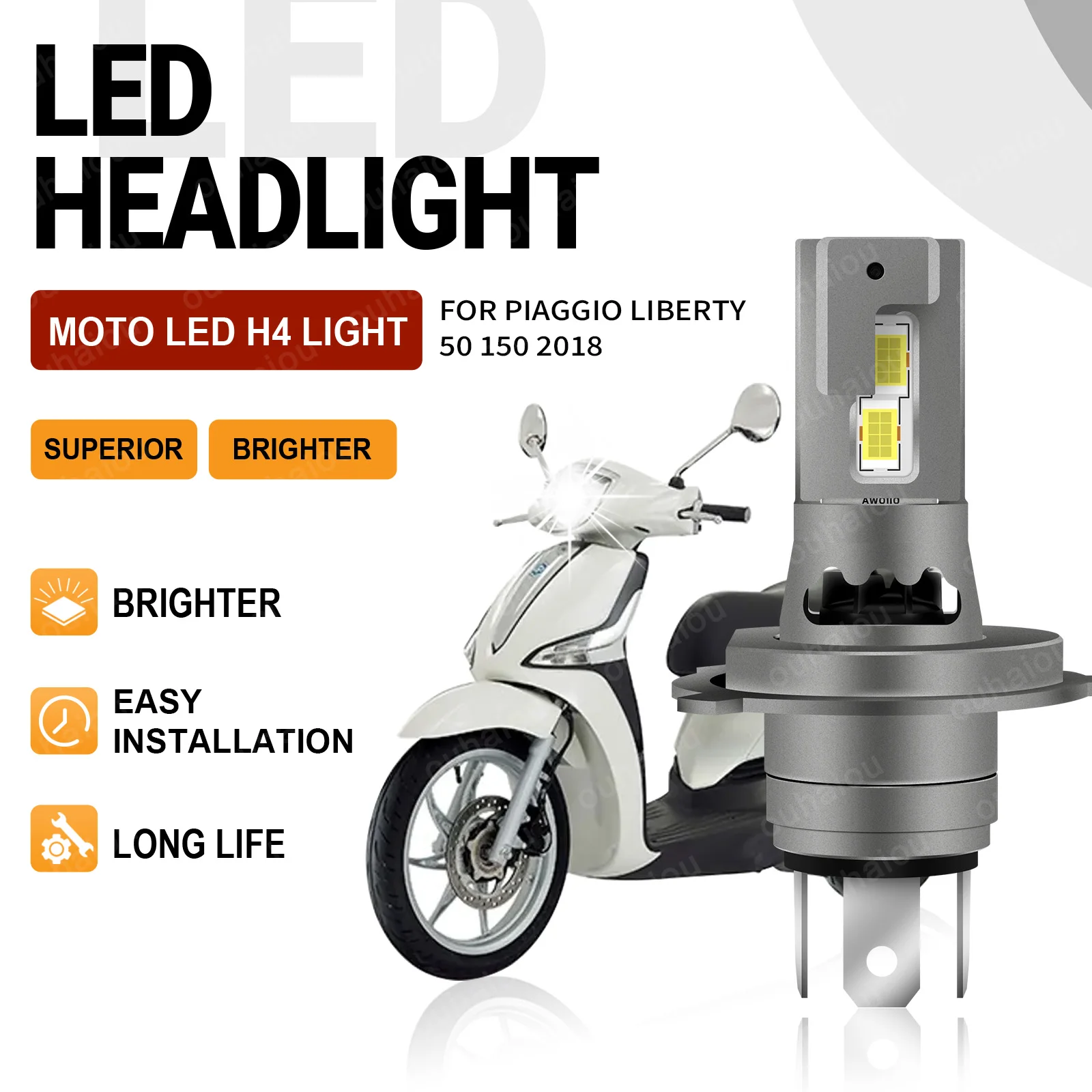 For Piaggio Liberty 50 150 2018 1PCS High Quality 6000K 15000LM H7 LED Headlight Motorcycle Bulb Motorbike Lamp 12V
For Piaggio Liberty 50 150 2018 1PCS High Quality 6000K 15000LM H7 LED Headlight Motorcycle Bulb Motorbike Lamp 12V