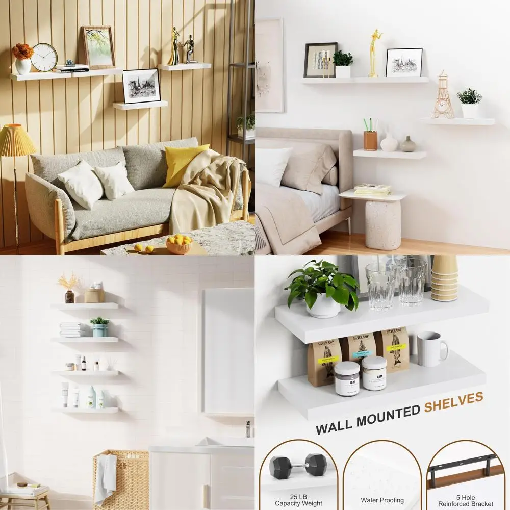 Set of 4 White 16 Wall Shelves - Engineered Wood Floating Shelves for Home Storage and Decor
Set of 4 White 16 Wall Shelves - Engineered Wood Floating Shelves for Home Storage and Decor